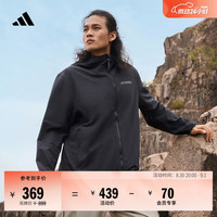 adidas 户外拒水运动舒适连帽软壳衣男装秋冬阿迪达斯官方TERREX   黑色/黑色   M