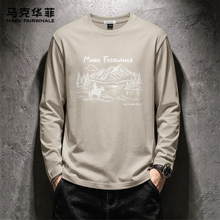 马克华菲 纯棉长袖T恤 浅卡其 3XL