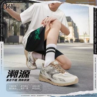 百亿补贴：361° 溯源户外休闲男鞋舒适透气低帮网面老爹鞋复古跑步鞋减震耐