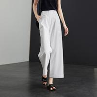 索菲丝尔 含棉麻通勤百搭直筒休闲裤女秋女裤设计感宽松显瘦九分裤