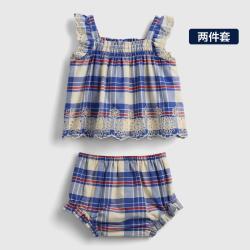 Gap 婴儿春季款蕾丝花边格纹吊带短裤套装儿童装美版780934