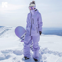 酷峰 新款滑雪服男女套装户外防水单双板保暖工装户外情侣款雪服 极光紫套装 XXS