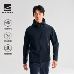ROCK&ICE 冲锋软壳衣男女新款秋冬户外弹力耐磨防风保暖徒步运动透气外套 男款黑色/990 M(175/96A)