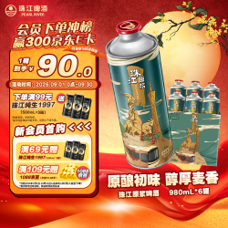 珠江啤酒 汪苏泷代言 原浆啤酒  珠江原浆 980mL 6罐 980ml*6听 整箱装