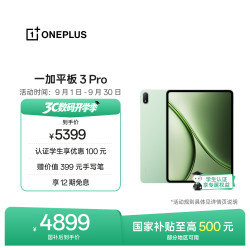 一加 3 Pro 13.2英寸 第五代骁龙8至尊版 浅绿 16GB+512GB WiFi版 平板电脑