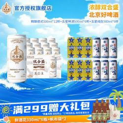 双合盛 德式精酿小麦啤酒+五星纯生啤酒 500ml*12听+500ml*12听