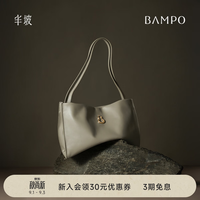 半坡饰族 女包2024包包福瑞方方包头层牛皮大容量轻奢单肩斜挎包物 杏子灰