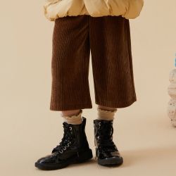 莫莫 女童肌理感假两件裤子文艺童裤森系英伦法式韩系复古冬款
