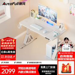 AutoFull A4Pro云白电竞桌实木电动升降电脑桌台式书桌办公桌1.2m
