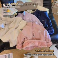 咪呢皮特 儿童新款保暖外套加绒加厚速暖拉链立领休闲男童女童上衣