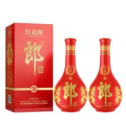 郎酒 红花郎10 53度 酱香型白酒  500mL 2瓶