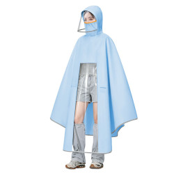 珺北 电动车 一体式全包高清面罩护脸雨衣 4XL-天蓝