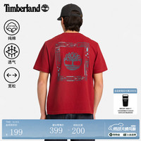 Timberland 官方男装短袖T恤夏季印花舒适透气休闲宽松A5MYJ酒庄红