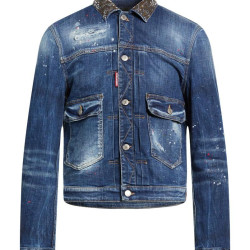 DSQUARED2 Denim jacket 牛仔彩虹泼点，小范围作旧，领口特殊，线条感强，40，m码