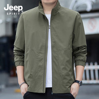 JEEP SPIRIT 夹克男秋季新款休闲潮流百搭简约宽松户外运动上衣ZH2666军色XL