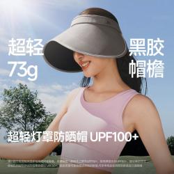 蕉下 蛋卷帽黑胶防晒帽女款便携可折叠遮阳防紫外线侧脸空顶太阳帽