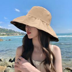 上海故事 百搭春夏时尚出游黑胶遮脸遮阳防晒大帽檐渔夫帽女帽