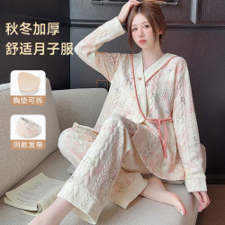 熊猫皇后 空气棉月子服秋冬季11-12月产妇哺乳孕妇睡衣加厚