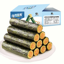 悦悦开心 118g/30支/盒）海苔肉松蛋卷肉松夹心酥脆网红休闲零食品茶点心