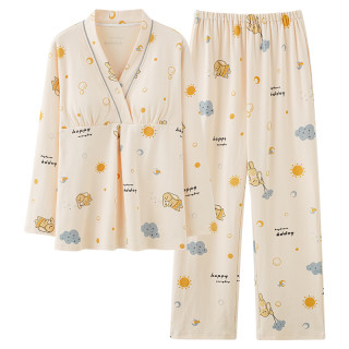 带胸垫春秋季孕妇月子服套装产妇哺乳睡衣长袖喂奶待产产后家居服