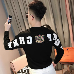 新款卫衣百搭爆款男士圆领中国风舞狮长袖T恤潮流上衣秋冬款印花