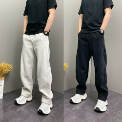 DOEA 冬季重磅加绒加厚立体剪裁弯刀直筒卫裤男女款简约纯色保暖休闲裤