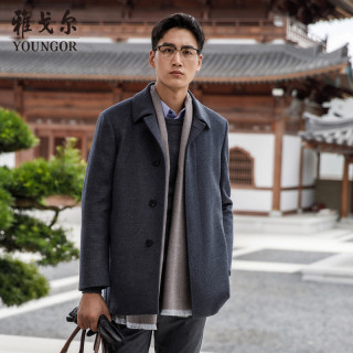 雅戈尔 男士秋冬翻领时尚毛呢子男外套双面呢羊绒加厚