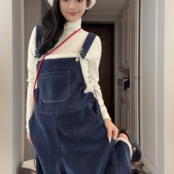 时尚孕妇秋冬圣诞氛围孕妇背带裤洋气减龄背带裤+针织上衣两件套