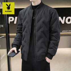 PLAYBOY 秋冬季2025新款男士棉衣保暖轻薄棒球领休闲修身棉服外套
