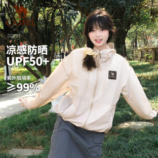 骆驼 宽松雨夏季新款薄款正品女运动服短款黑色防晒衣2026