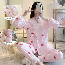 月子服夏季薄款产后孕妇哺乳睡衣和服家居服夏装两件套