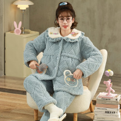 零度夹棉秋冬季三层加厚保暖产后喂奶哺乳月子服孕妇睡衣12月份