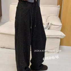 孕妇春秋亮片撒银工艺秋冬加绒新款弯刀阔腿裤DLS云朵裤星河裤