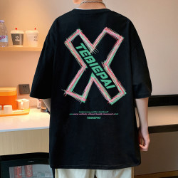 字母短袖帅气休闲情侣短袖T恤港风休闲男士百搭设计感衣服韩版ins