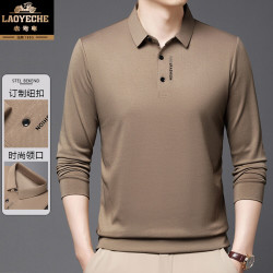 LAOYECHE 秋季新款长袖男士T恤上衣时尚休闲商务中年打底POLO衫2434