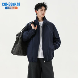 秀秀美 康博（combo）潮牌美式解构拼接立领夹克男女春秋新款复古街头宽松休闲百搭外套
