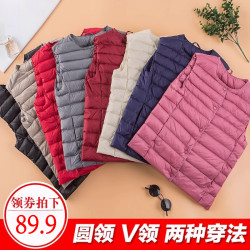 2025轻薄羽绒服女休闲马甲背心坎肩无领修身羽绒内胆小个羽绒服潮