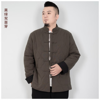 文柯男士中国风立领加厚秋冬复古加棉保暖双面双穿棉服外套休闲