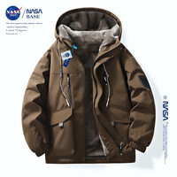 NASA BASE NASA加厚保暖户外冬季冲锋衣大码厚款秋冬轻户外连帽夹克连帽棉袄