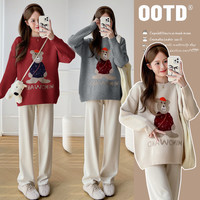 新年款2026孕妇装毛衣秋冬新款卡通加厚宽松套头上衣春秋打底衫潮