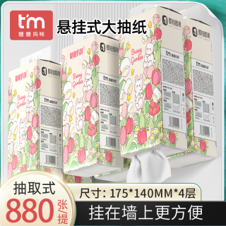 糖糖妈咪 3提装悬挂式抽纸巾大包抽纸巾家用面巾纸餐巾纸卫生纸抽n