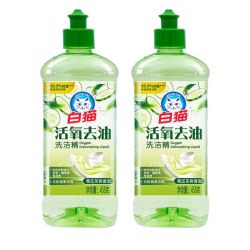 白猫 活氧去油洗洁精458g/瓶茶树精华滋润果蔬农残2瓶装