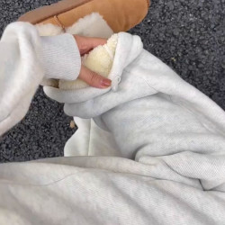 孕妇裤羊羔绒运动裤秋冬季休闲外穿束脚加厚棉裤阔腿直筒加绒卫裤