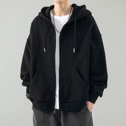 开衫卫衣男士秋冬季新款潮牌加厚加绒棉连帽外套男生重磅秋装衣服