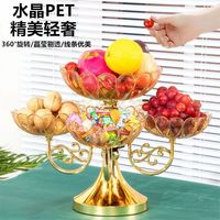 果盘家用2024新款可旋转多层客厅水果盘零食干果糖果轻奢高档塑料
