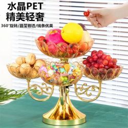 果盘家用2024新款可旋转多层客厅水果盘零食干果糖果轻奢高档塑料