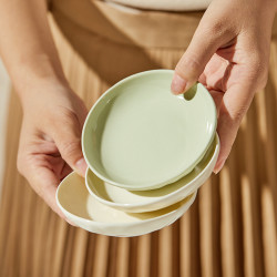 石纹奶油色4英寸味碟4只装陶瓷餐具家用蘸料碟