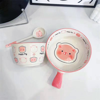 陶瓷釉下彩一人食可爱少女心陶瓷碗盘餐具