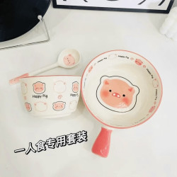陶瓷釉下彩一人食可爱少女心陶瓷碗盘餐具