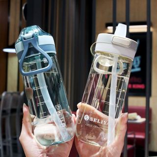 耐热大容量吸管水杯 防摔便携式吸管杯 小学生产妇用小清新塑料杯